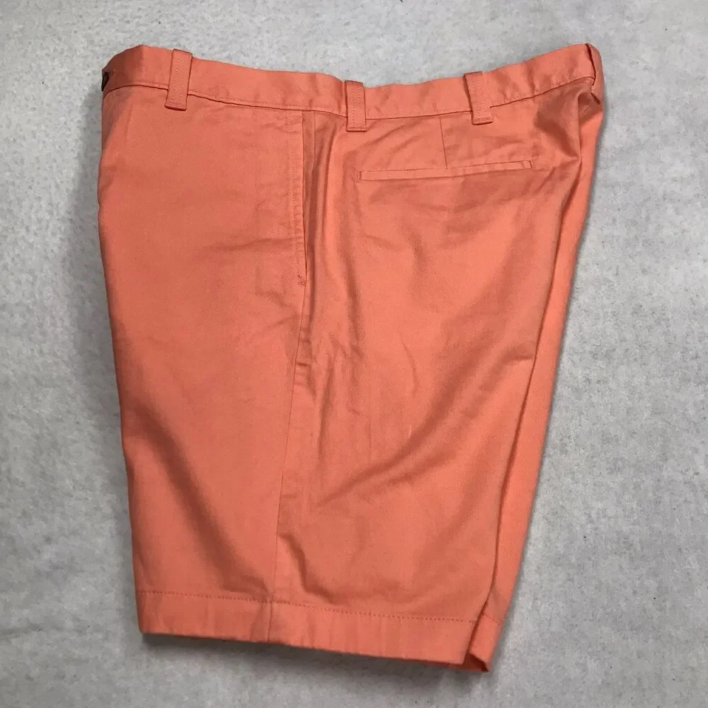 J CREW Flex Chino Shorts Men 34 Salmon Pink Flat Front Stretch Preppy Golf